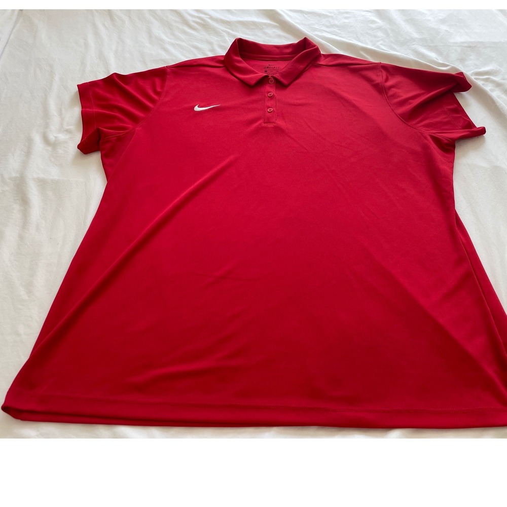 Nike Dri-FIT Polo Shirt Mens 3XL Red Short Sleeve Golf Performance Swoosh Logo